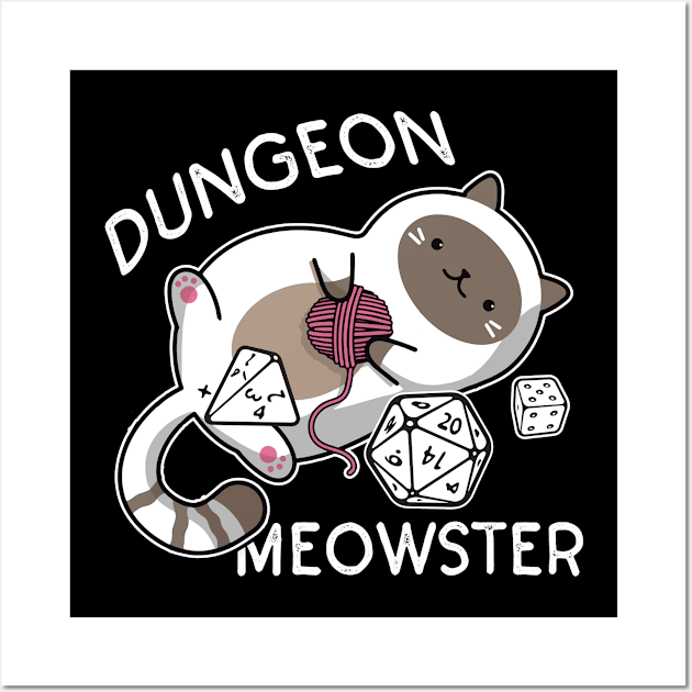 Dungeon Meowster Funny Gamer Cat D20 Wall Art by Zone32